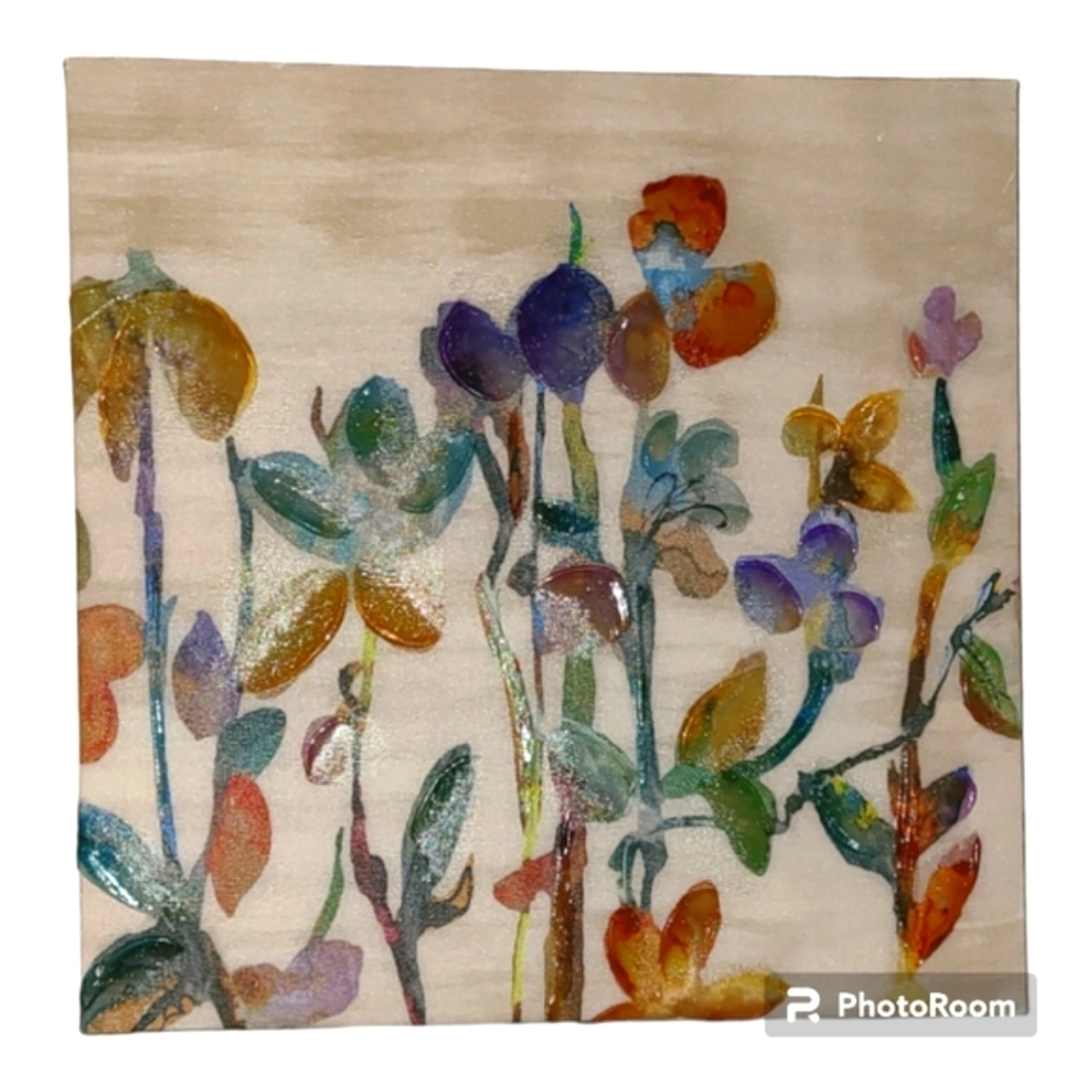 2 two NECTAR by HOLLACK FLORAL FLOWERS CANVAS 14x14